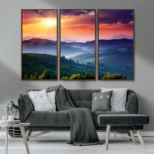 Mountain and Sunset Wall Art Canvas Print