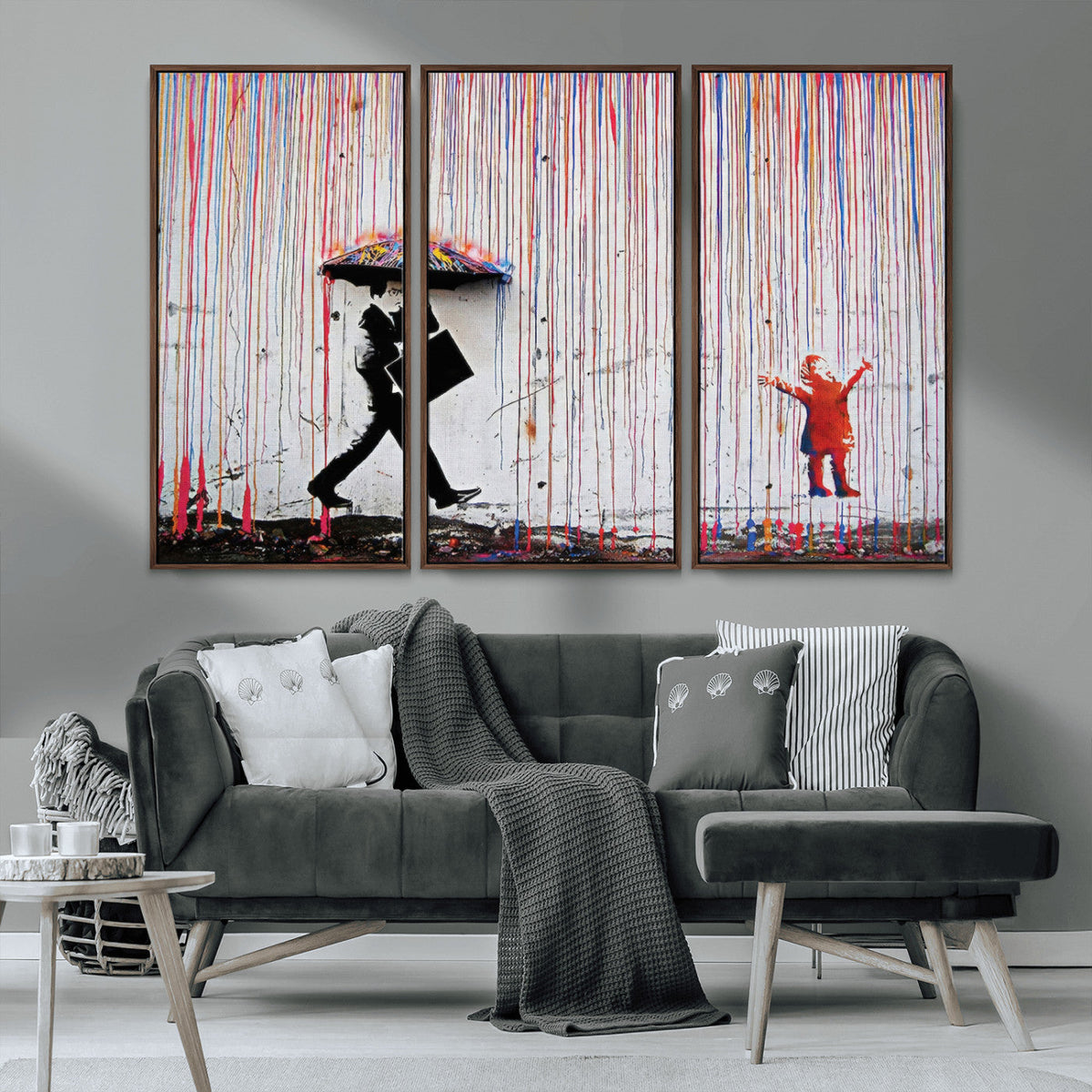 Banksy Wall Art Canvas Print, Framed Graffiti Art Picture