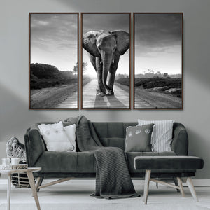 Black and White Elephant Wall Art Canvas Print