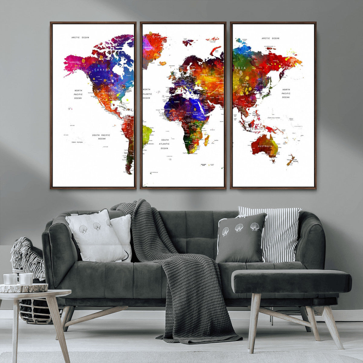 World Map Canvas Print – Detailed Map of the World Wall Art