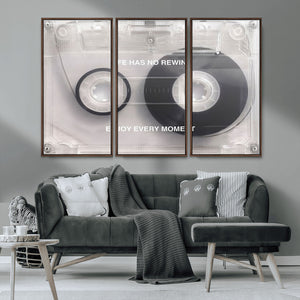 Vintage Cassette Tape Canvas Wall Art - Inspirational 'Life