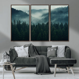 Captivating Misty Forest Wall Art Premium Canvas Print,