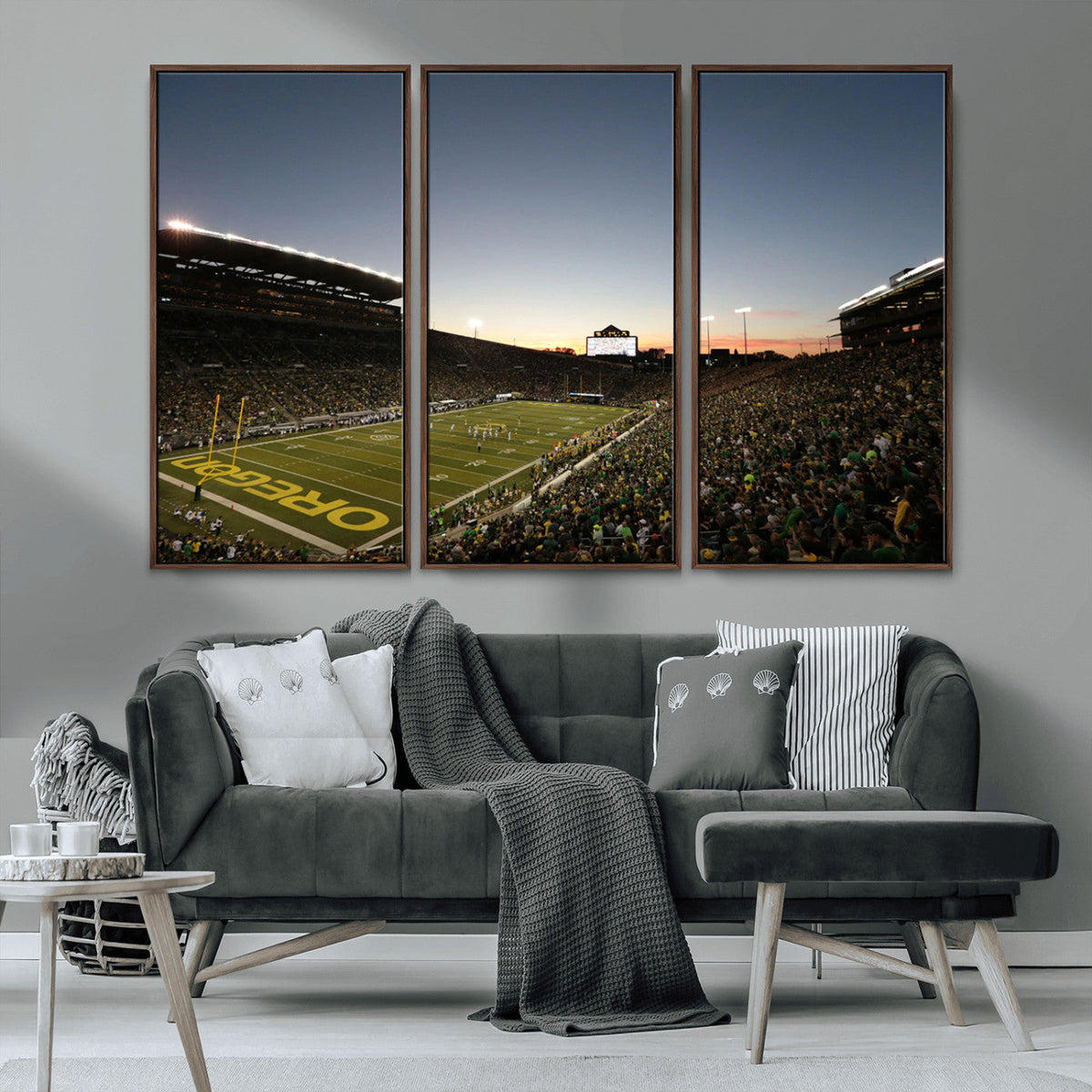 Oregon Ducks Football Team Print - Eugene Autzen Stadium