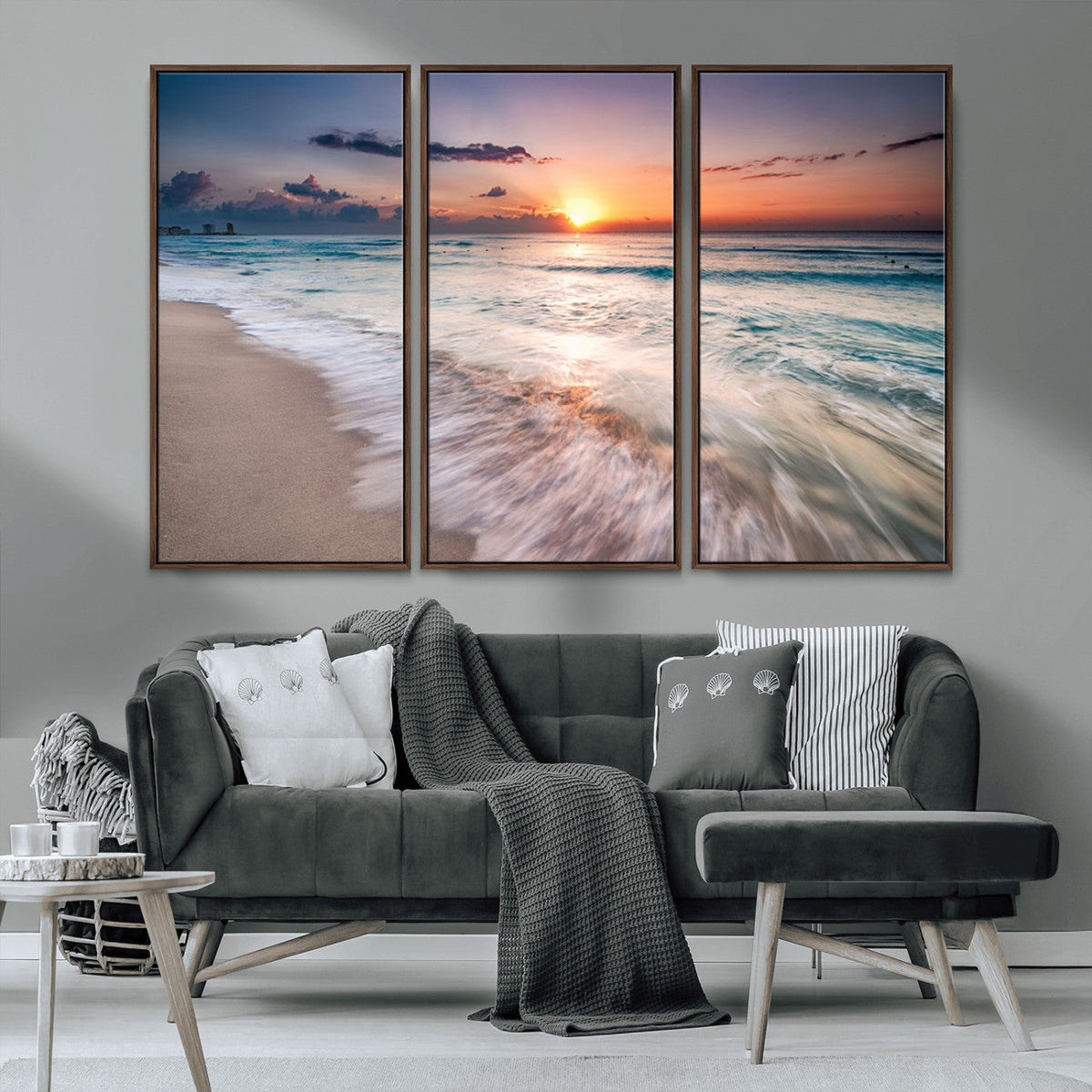 Sunset Beach Wall Art – Soothing Coastal Landscape, Ready to