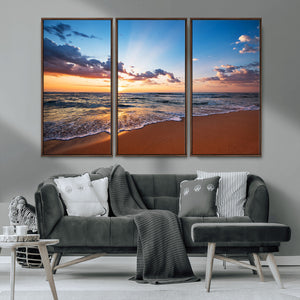 Golden Hour Beach Sunset Wall Art | Canvas Print | Ready to