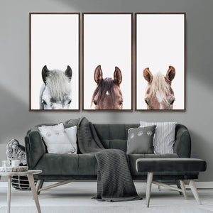 Horse Wall Art - Minimalist Horse Triptych Wall Art – Modern