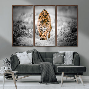 Jaguar Wall Art Canvas Print - Majestic Big Cat in Focused