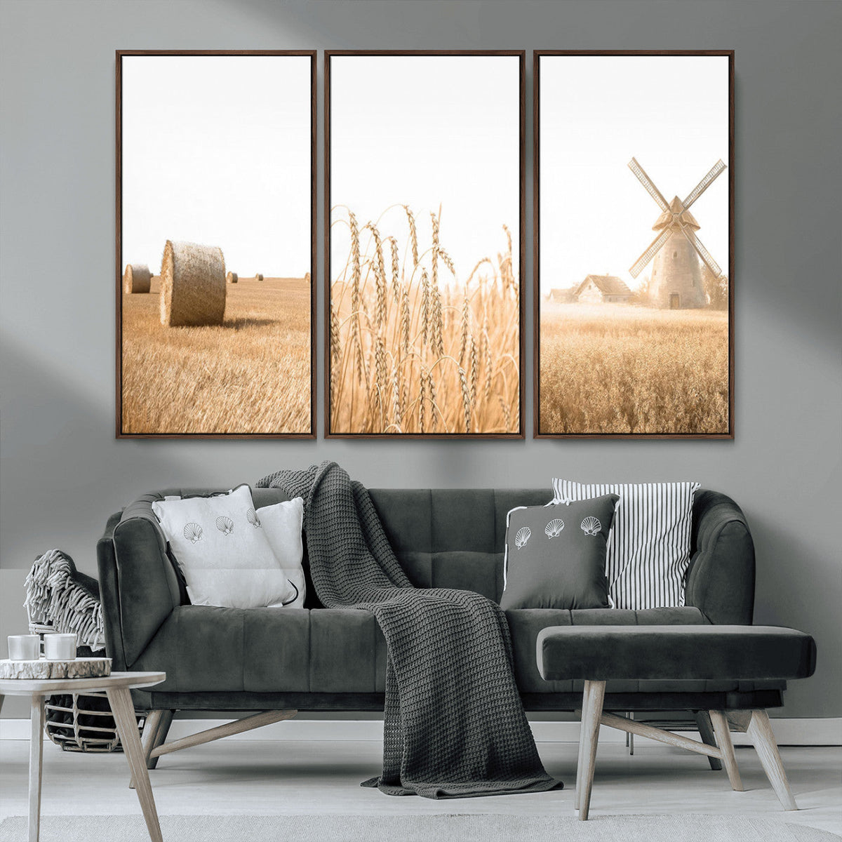 Vintage Farmhouse Triptych Wall Art – Giclée Canvas