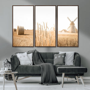 Vintage Farmhouse Triptych Wall Art – Giclée Canvas