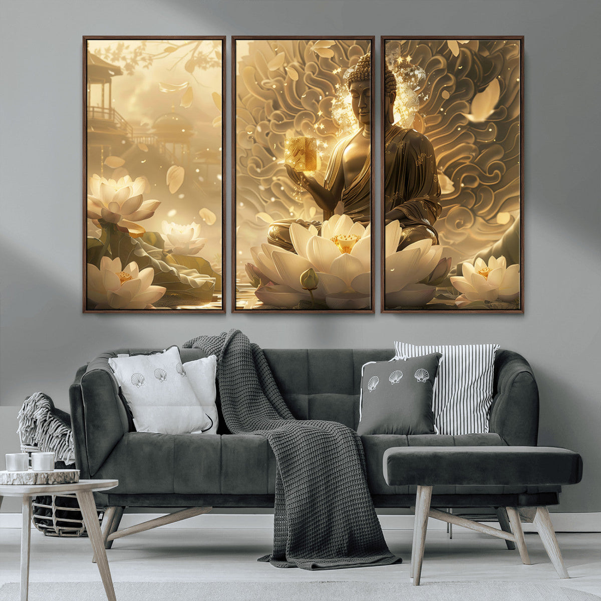 Golden Buddha Wall Art | Yoga Room Decor and Meditation Room