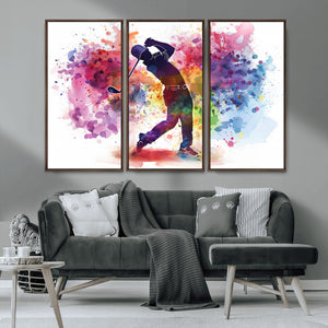 Colorful Golfer Swing Wall Art Canvas Print - Ready to Hang,