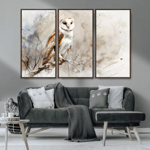 Barn Owl Wall Art | Watercolor Canvas Print | Perfect for