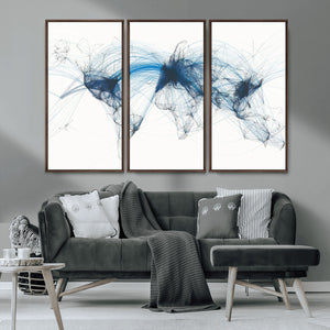 Flight Route Map Wall Art Canvas Print, Abstract Air Traffic