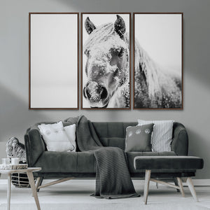 White Horse Wall Art | Ready to Hang and Framed | Winter
