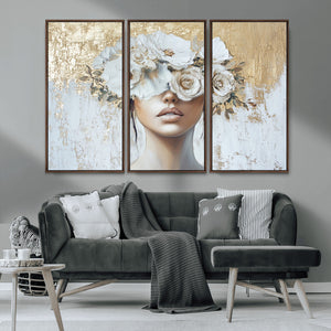 Golden Petal Wall Art - Canvas Print Flower Head Woman