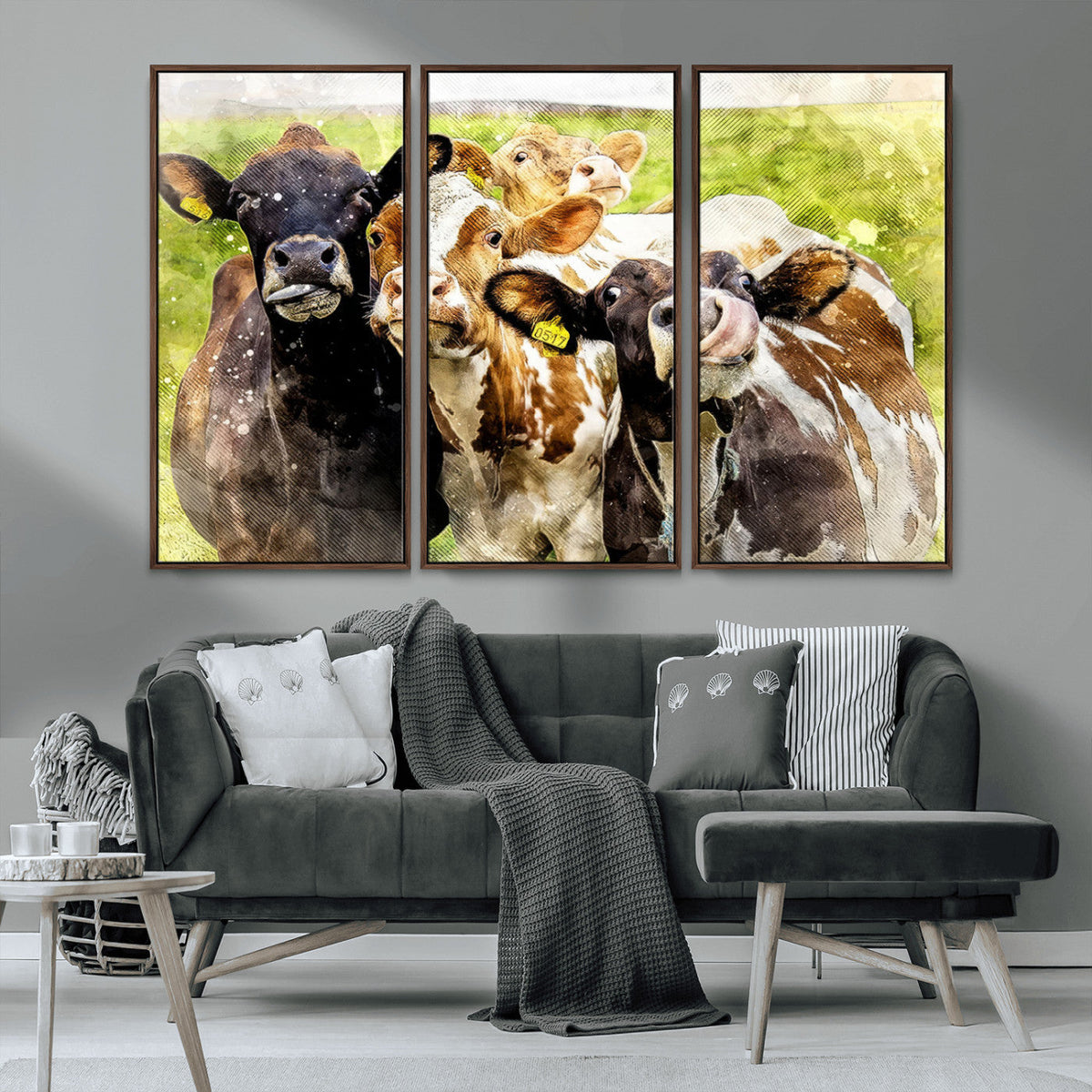 Curious Cows Farmhouse Wall Art | Ready to Hang and Framed