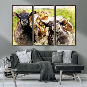 Curious Cows Farmhouse Wall Art | Ready to Hang and Framed