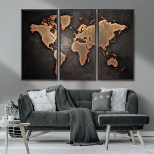 World Map Canvas Print – Framed Travel Map Wall Art for