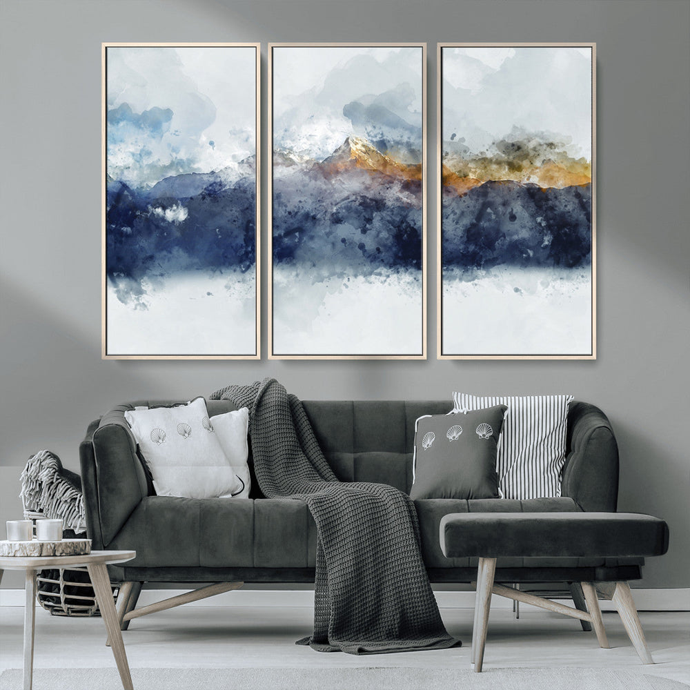 Abstract Mountain Range Art Canvas Print | 3 Panel