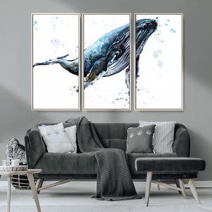 Watercolor Whale Wall Art Canvas Print