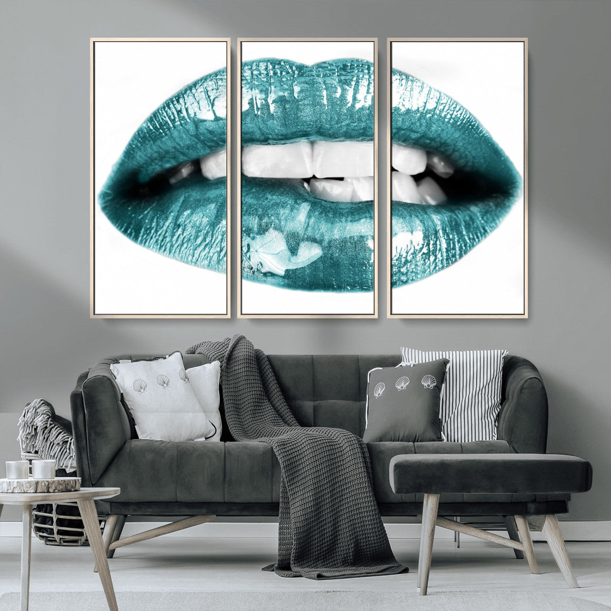 Blue Lips Wall Art Canvas Print