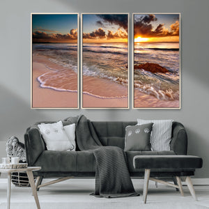 Sunset on Ocean Wall Art Canvas Print