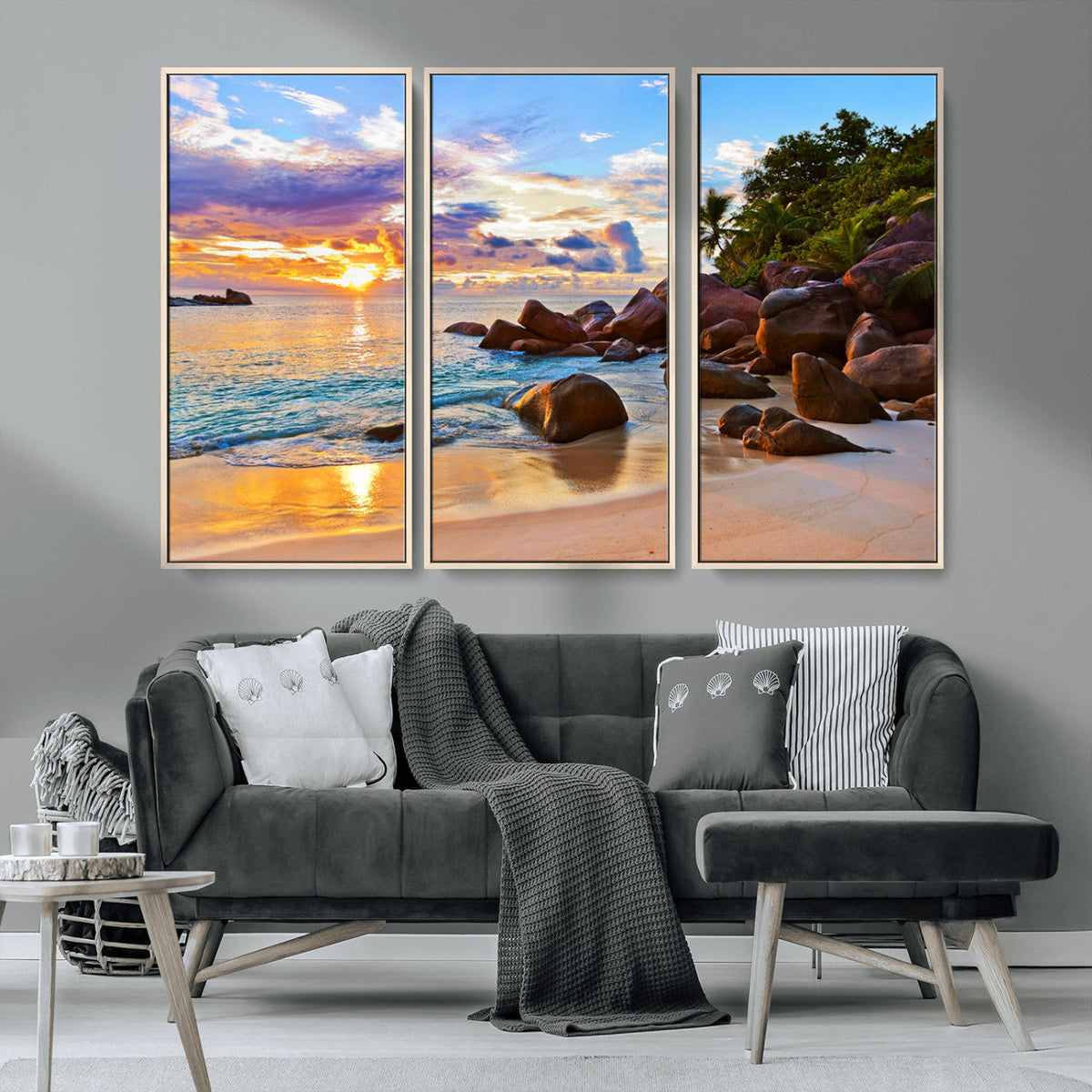 Tropical Island Beach Sunset Canvas Print