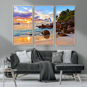 Tropical Island Beach Sunset Canvas Print