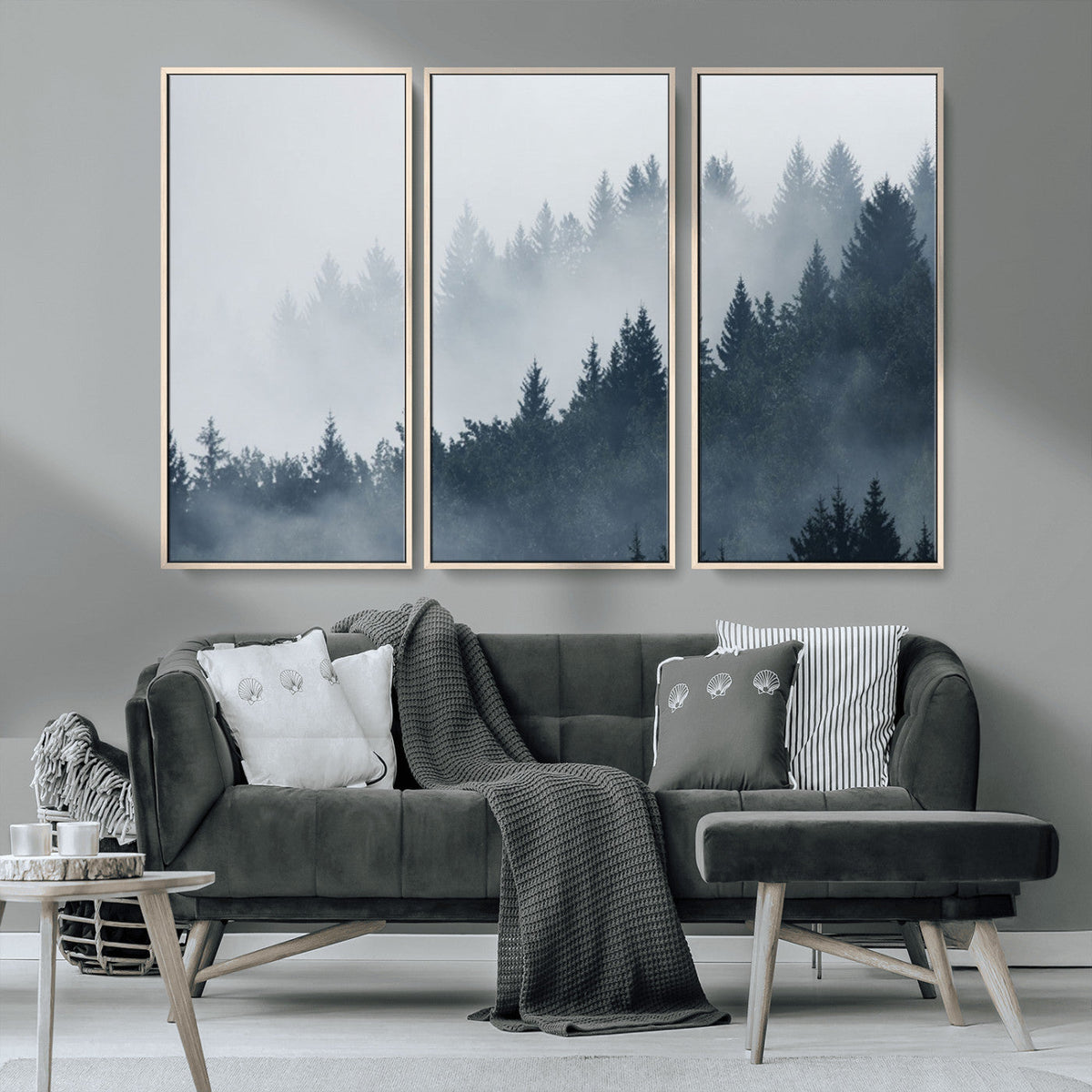 Foggy Pine Forest Wall Art Canvas Print