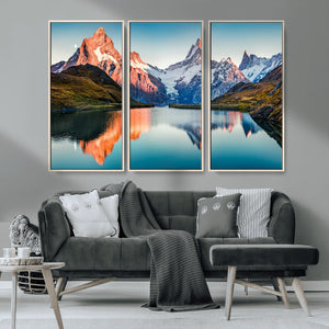 Landscape Mountain and Lake View Wall Art Canvas Print