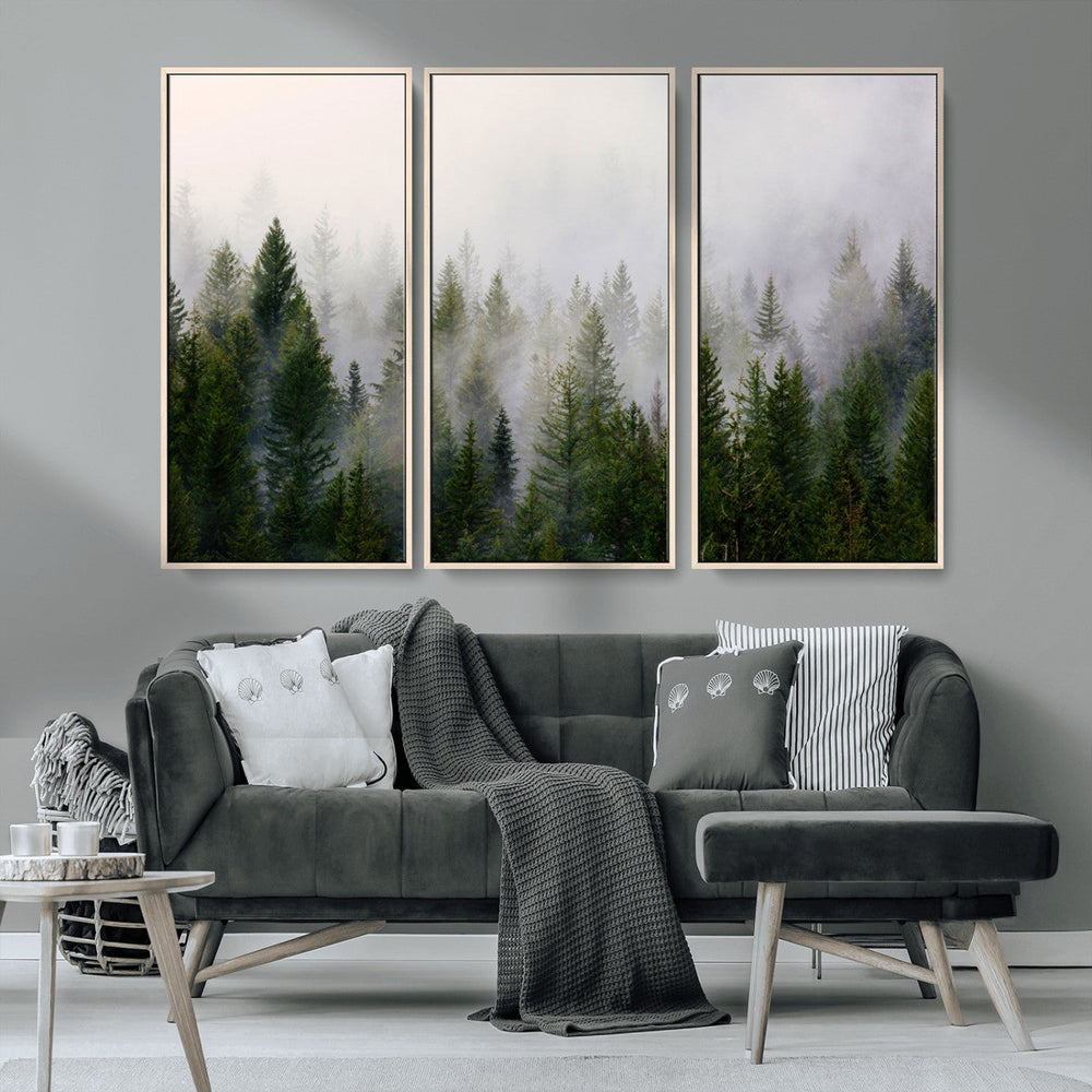 Forest Wall Art Canvas Print | Foggy Forest Wall Art | Pine