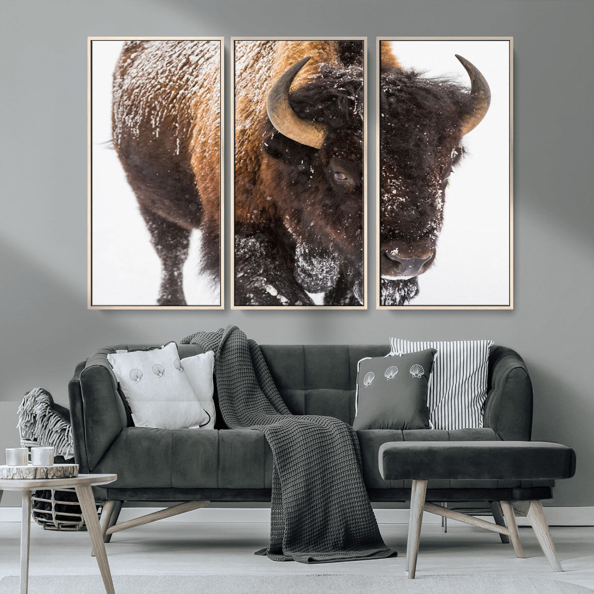 Bison Wall Art Canvas Print For Farmhouse, Wild Animal Wall