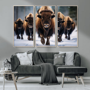 Buffalo Wall Art Canvas Print, American Bison Herd Wall Art