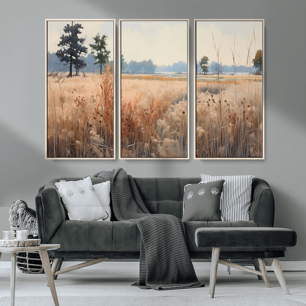 Golden Fields Canvas Wall Art Print – Serene Landscape of