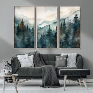 Serenity Forest Wall Art Canvas | Foggy Mountain Landscape