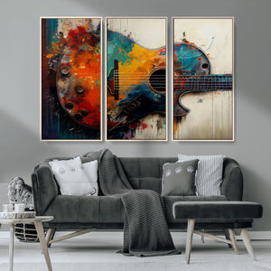Abstract Guitar Wall Art Canvas | Vibrant Music-Inspired Art