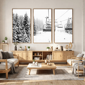Ski Wall Art - Ski Lift Wall Art Canvas Print Snow Covered