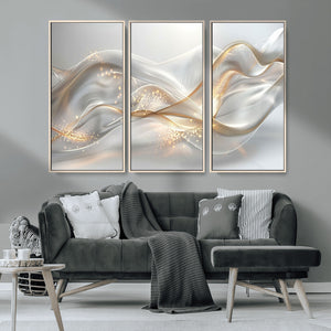 Abstract art Grey and Gold Lines Wall Art