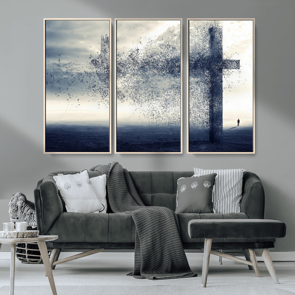 Jesus and the Fading Cross Wall Art Print – Symbol of Faith,