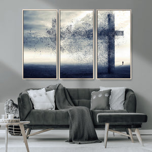Jesus and the Fading Cross Wall Art Print – Symbol of Faith,