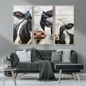 Vintage Baby and Mom Cattle Wall Art Canvas Print