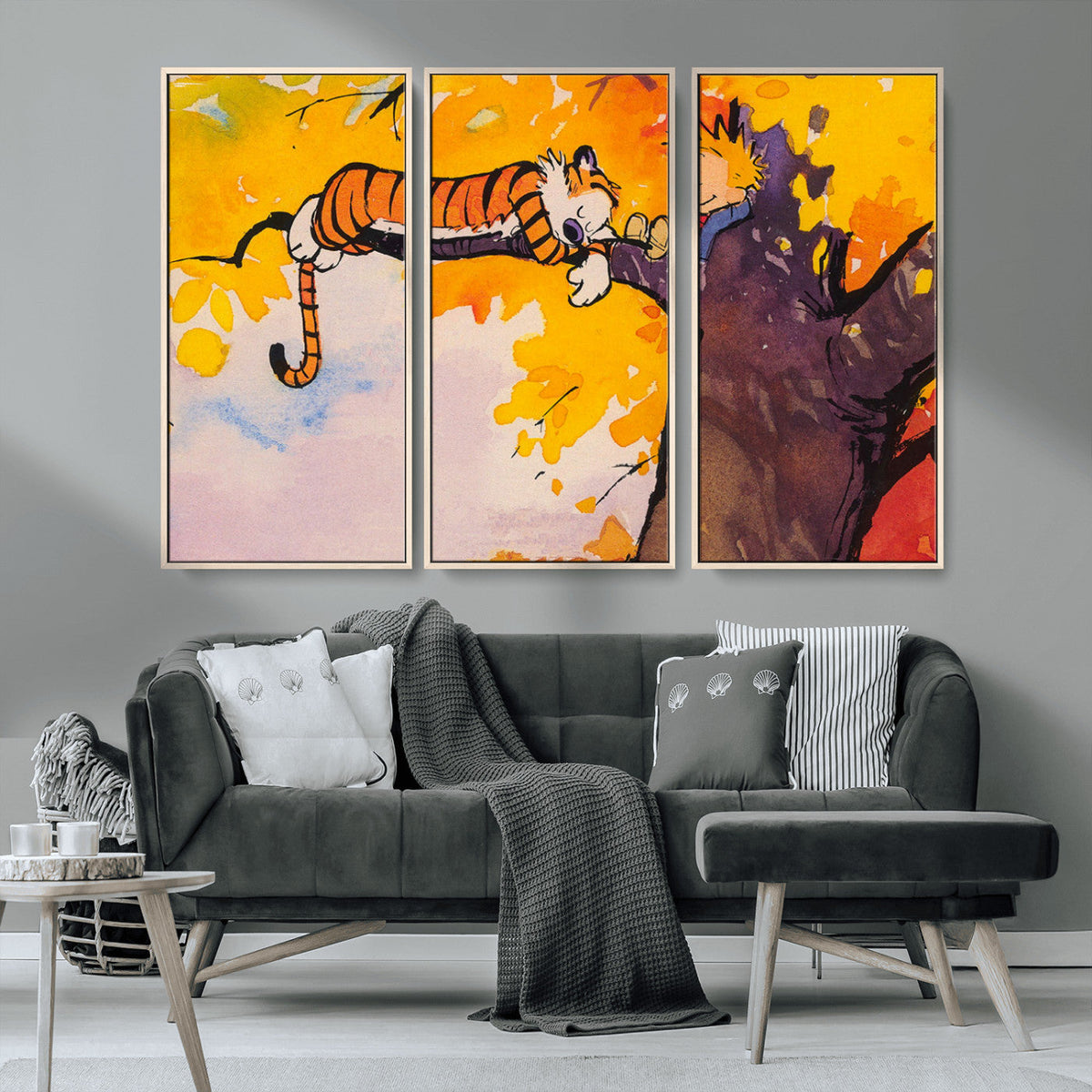 Calvin and Hobbes Tree Scene Canvas Print | 3 Panel Large
