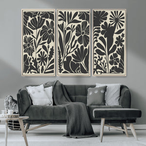 Modern Botanical Wall Art - Floral Black and White Canvas