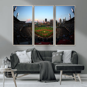 PNC Park Evening Game Triple Canvas Wall Art - Pittsburgh