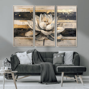 Lotus Flower Wall Art – Framed Abstract Floral Canvas