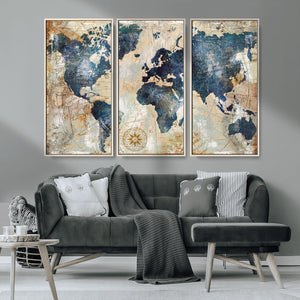World Map Canvas Print – Framed Wall Art for Couples,