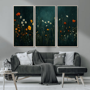 Framed Wildflower Field Wall Art, Framed Vintage Botanical