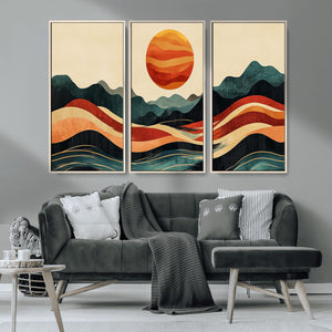Mountain Triptych Wall Art Canvas Print – Western Nature