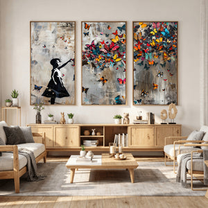 Butterfly Girl Wall Art – Vibrant Street Style Canvas Print,