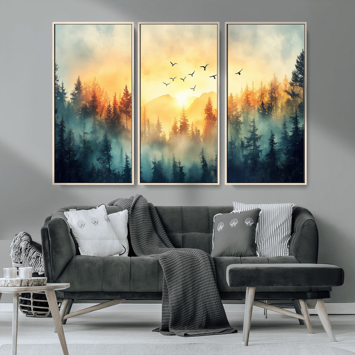 Abstract Forest Wall Art Print- Serene Nature Canvas Print
